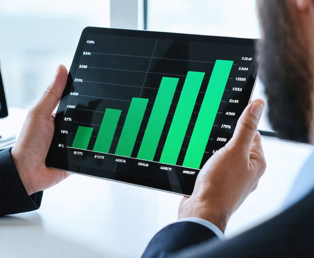 Graf rastu a úspechu na digitálnom zariadení